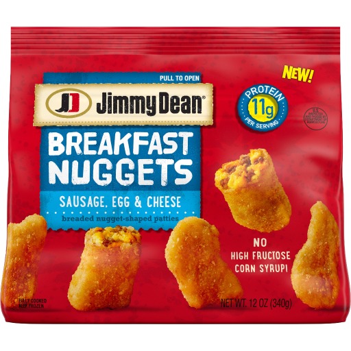 Jimmy Dean Breakfast Nuggets deliver a fun, new twist on a nostalgic family favorite, now for breakfast. Available in two delicious varieties: Sausage, Egg & Cheese and Chicken Sausage, Egg & Cheese